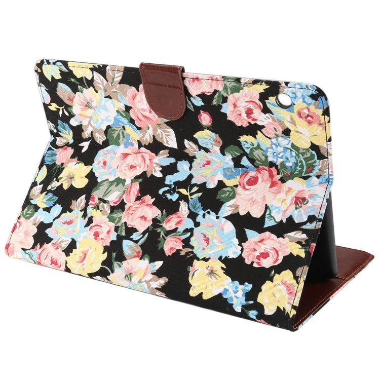 For Huawei MediaPad M3 Lite 10 inch Flower Pattern Cloth Surface PC Horizontal Flip Leather Protective Case with Holder & Card Slots & Wallet & Photo Frame