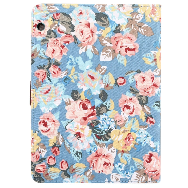 For Huawei MediaPad M3 Lite 10 inch Flower Pattern Cloth Surface PC Horizontal Flip Leather Protective Case with Holder & Card Slots & Wallet & Photo Frame