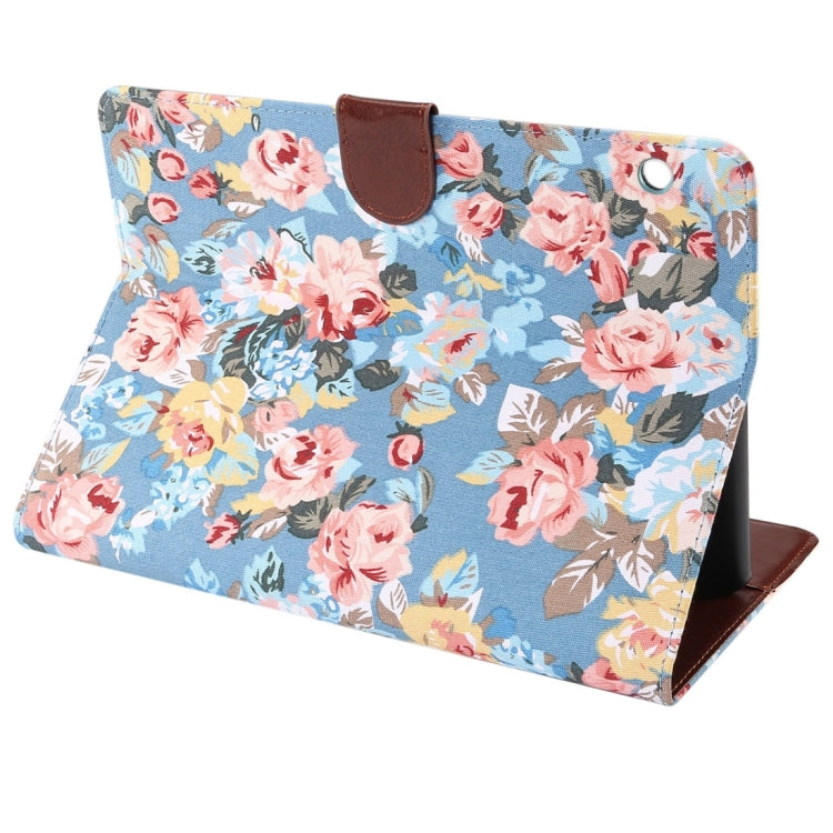 For Huawei MediaPad M3 Lite 10 inch Flower Pattern Cloth Surface PC Horizontal Flip Leather Protective Case with Holder & Card Slots & Wallet & Photo Frame