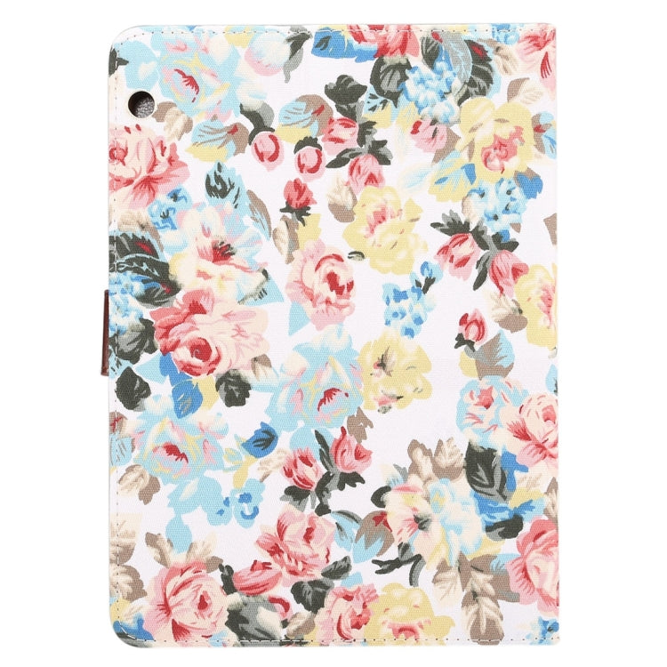 For Huawei MediaPad M3 Lite 10 inch Flower Pattern Cloth Surface PC Horizontal Flip Leather Protective Case with Holder & Card Slots & Wallet & Photo Frame