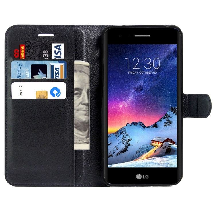For LG K4 (2017) EU Version Litchi Texture Horizontal Flip Leather Case with Magnetic Buckle & Holder & Card Slots & Wallet
