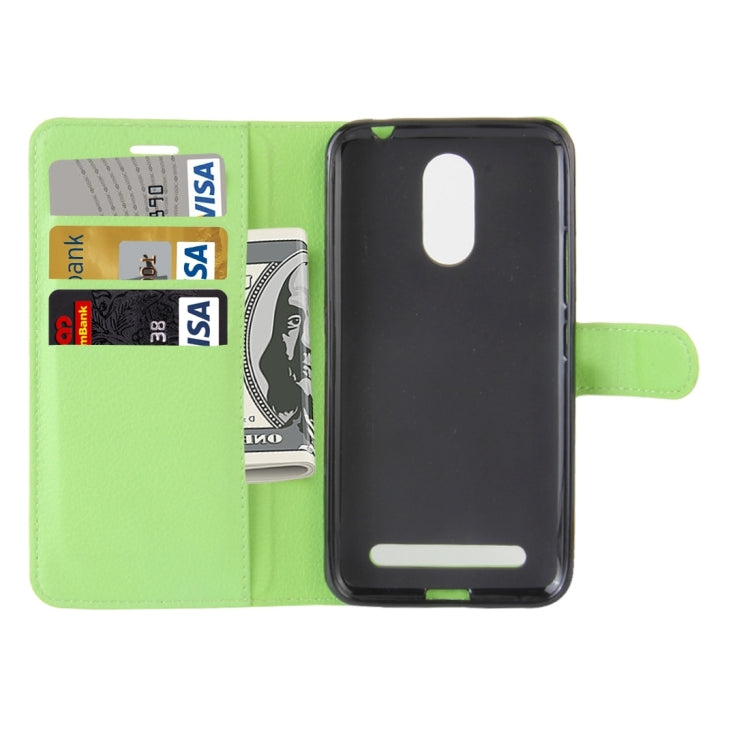 For ZTE Blade A602 Litchi Texture Horizontal Flip Leather Case with Holder & Card Slots & Wallet