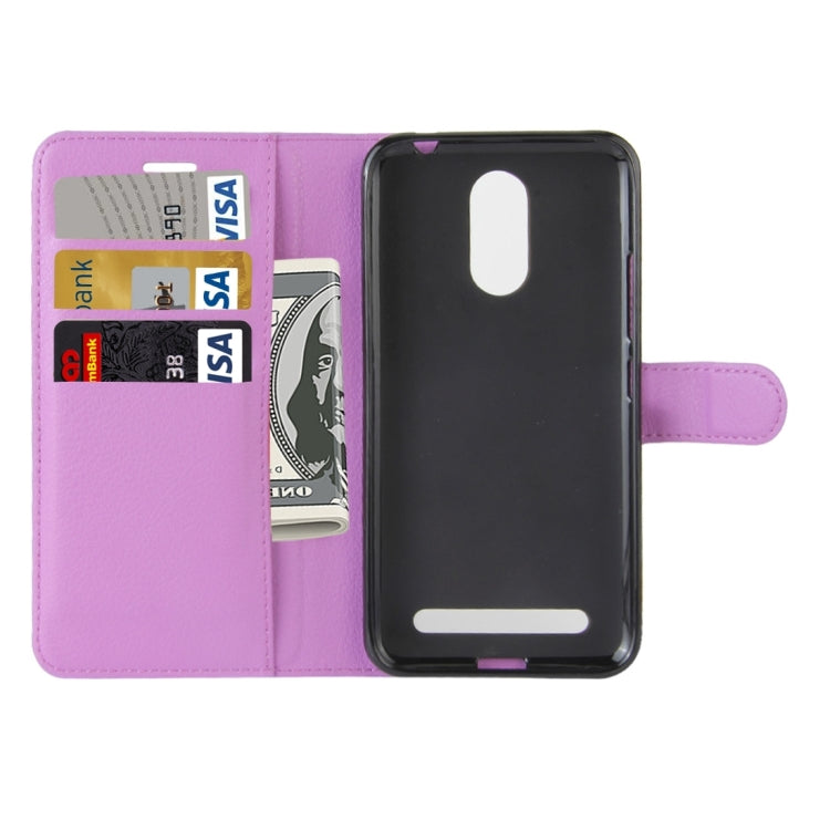 For ZTE Blade A602 Litchi Texture Horizontal Flip Leather Case with Holder & Card Slots & Wallet