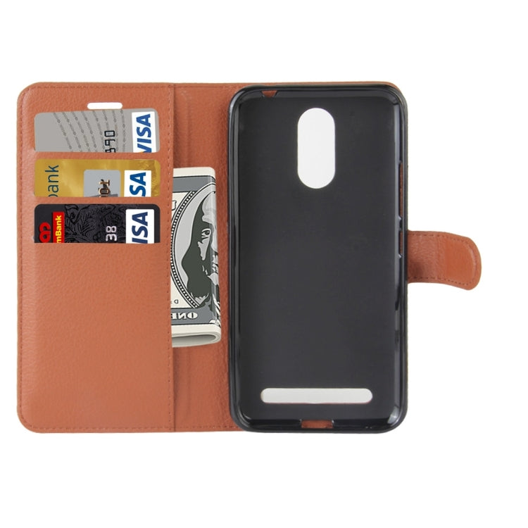 For ZTE Blade A602 Litchi Texture Horizontal Flip Leather Case with Holder & Card Slots & Wallet