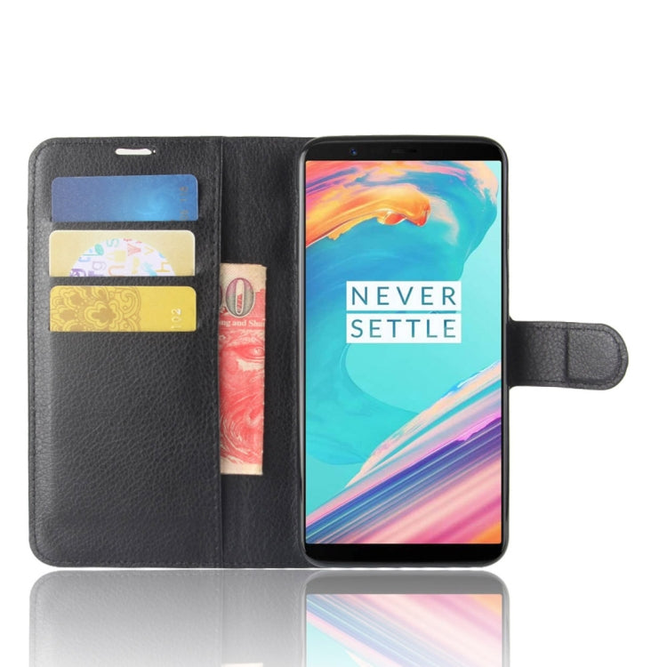 For OnePlus 5T Litchi Texture Horizontal Flip PU Leather Case with Holder & Card Slots & Wallet