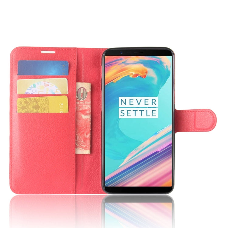 For OnePlus 5T Litchi Texture Horizontal Flip PU Leather Case with Holder & Card Slots & Wallet