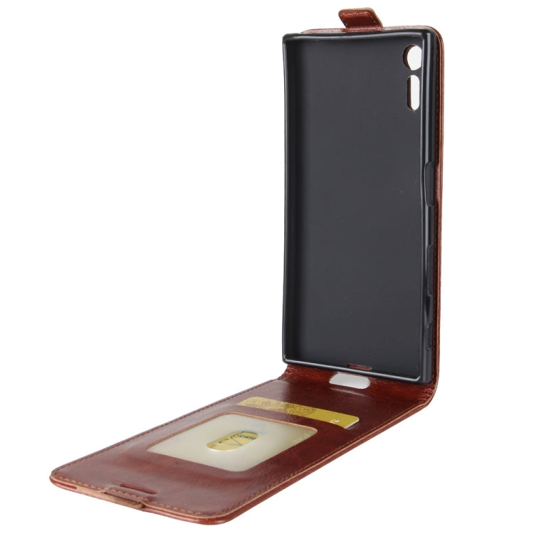 For Sony Xperia XZs / XZ Crazy Horse Texture Vertical Flip Leather Case with Card Slot & Photo Frame