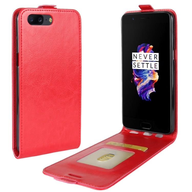 For OnePlus 5 Crazy Horse Texture Vertical Flip Leather Case with Card Slot & Photo Frame