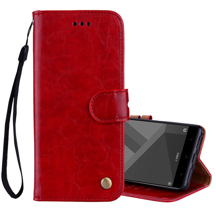 For Xiaomi Redmi Note 4X Business Style Oil Wax Texture Horizontal Flip Leather Case with Holder & Card Slots & Wallet