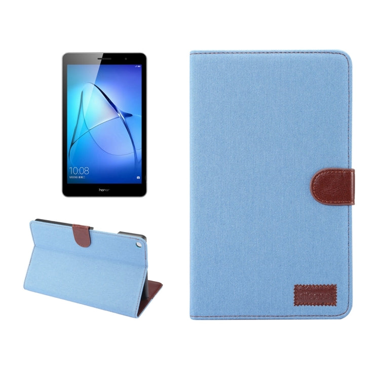 For Huawei MediaPad M3 Lite 8.0 Denim Texture Horizontal Flip Leather Case with Holder & Card Slots & Wallet & Photo Frame