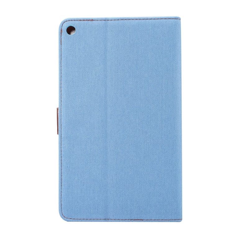 For Huawei MediaPad M3 Lite 8.0 Denim Texture Horizontal Flip Leather Case with Holder & Card Slots & Wallet & Photo Frame