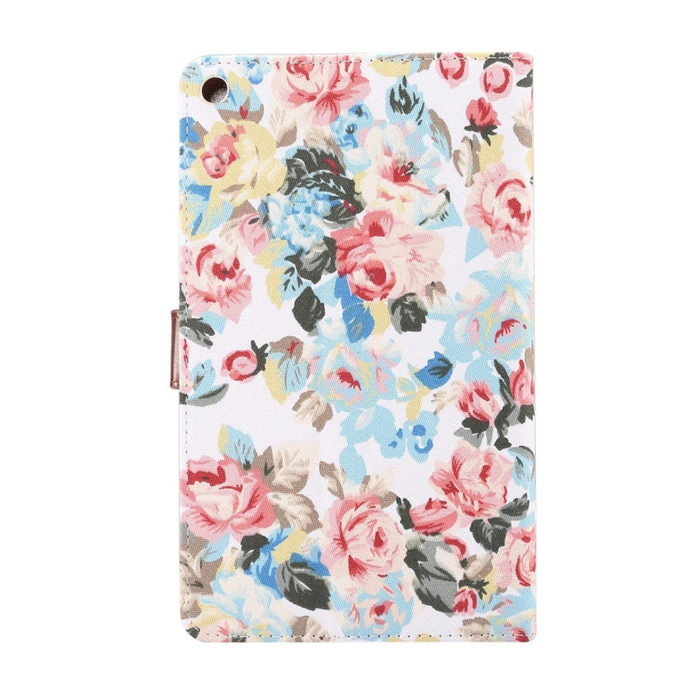 For Huawei MediaPad M3 Lite 8.0 Flower Pattern Cloth Surface Horizontal Flip Leather Protective Case with Holder & Card Slots & Wallet & Photo Frame