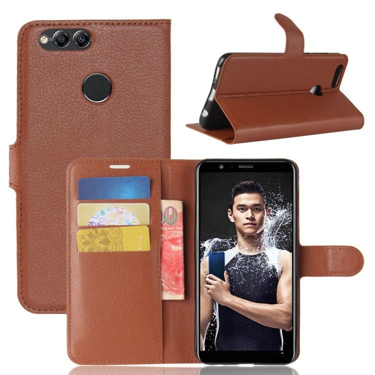 For Huawei Honor Play 7X Litchi Texture Horizontal Flip Leather Case with Holder & Card Slots & Wallet