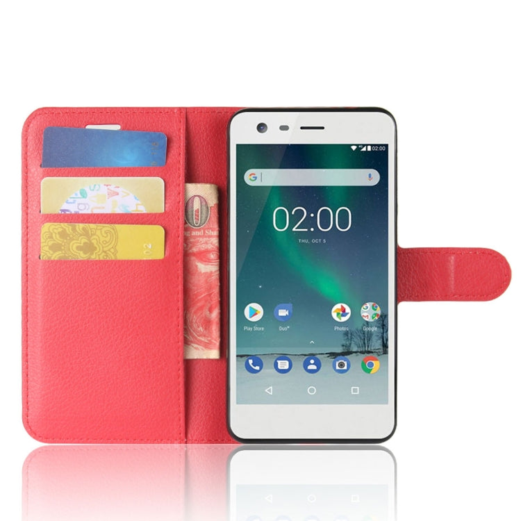 For Nokia 2 Litchi Texture Horizontal Flip Leather Case with Holder & Card Slots & Wallet