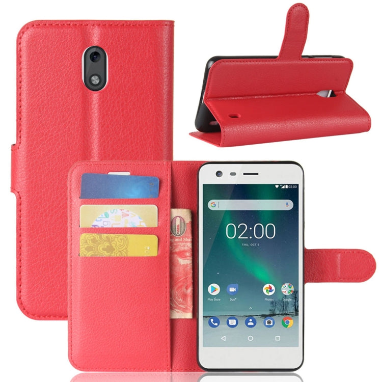 For Nokia 2 Litchi Texture Horizontal Flip Leather Case with Holder & Card Slots & Wallet