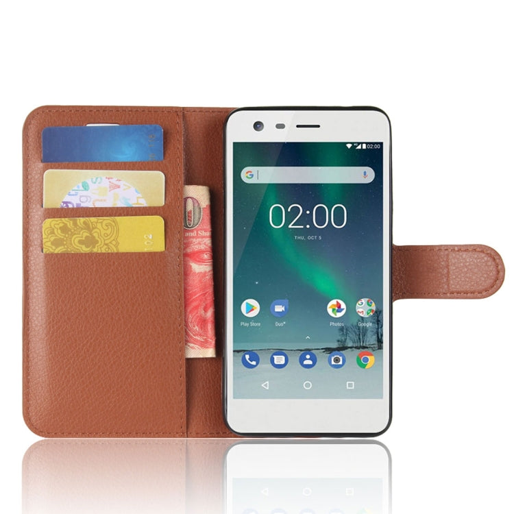 For Nokia 2 Litchi Texture Horizontal Flip Leather Case with Holder & Card Slots & Wallet