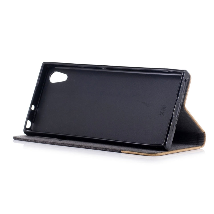 For Sony Xperia XA1 Canvas Texture PU + TPU Horizontal Flip Leather Case with Holder & Card Slots