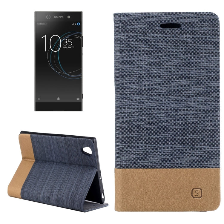 For Sony Xperia XA1 Ultra Canvas Texture PU + TPU Horizontal Flip Leather Case with Holder & Card Slots