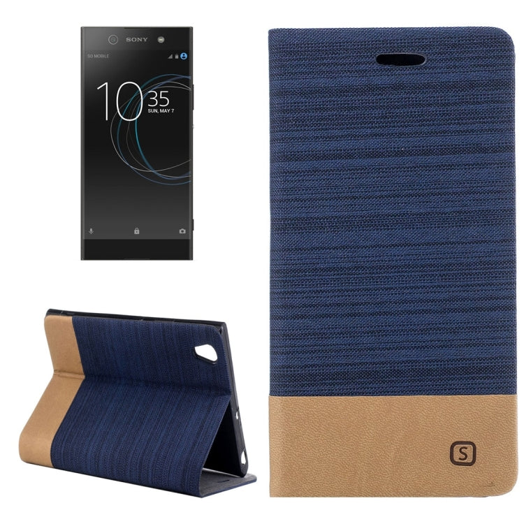 For Sony Xperia XA1 Ultra Canvas Texture PU + TPU Horizontal Flip Leather Case with Holder & Card Slots