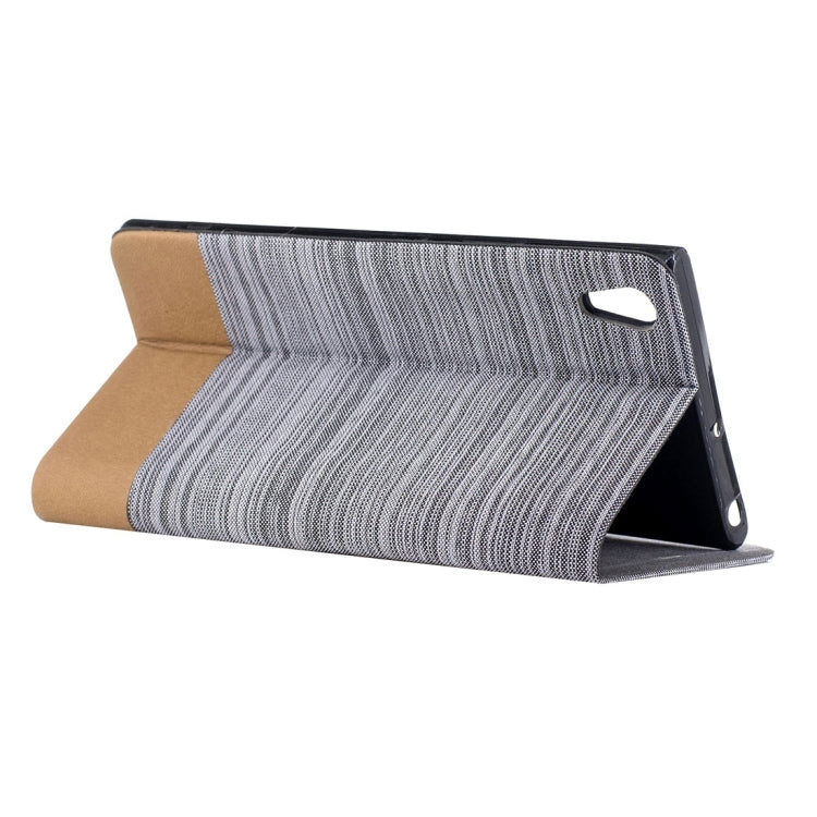 For Sony Xperia XA1 Ultra Canvas Texture PU + TPU Horizontal Flip Leather Case with Holder & Card Slots