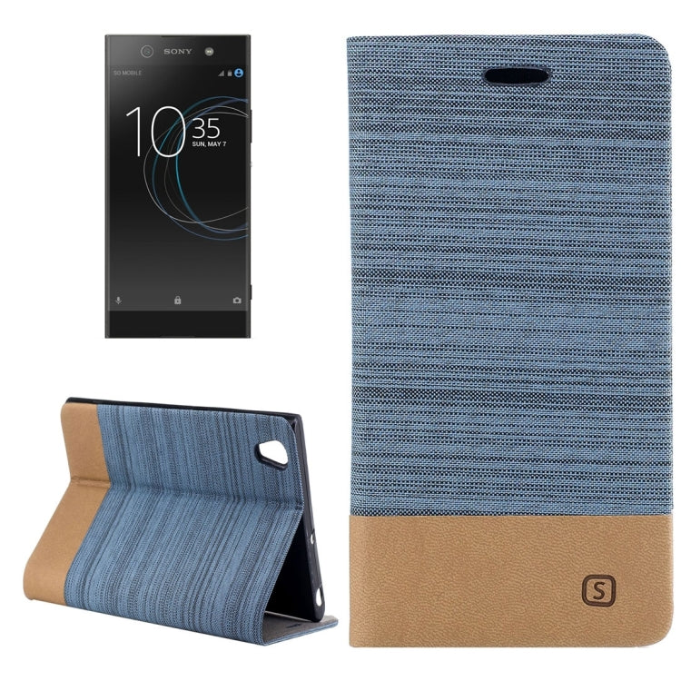 For Sony Xperia XA1 Ultra Canvas Texture PU + TPU Horizontal Flip Leather Case with Holder & Card Slots
