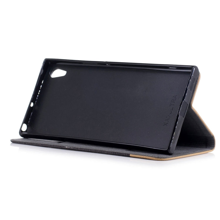 For Sony Xperia XA1 Ultra Canvas Texture PU + TPU Horizontal Flip Leather Case with Holder & Card Slots