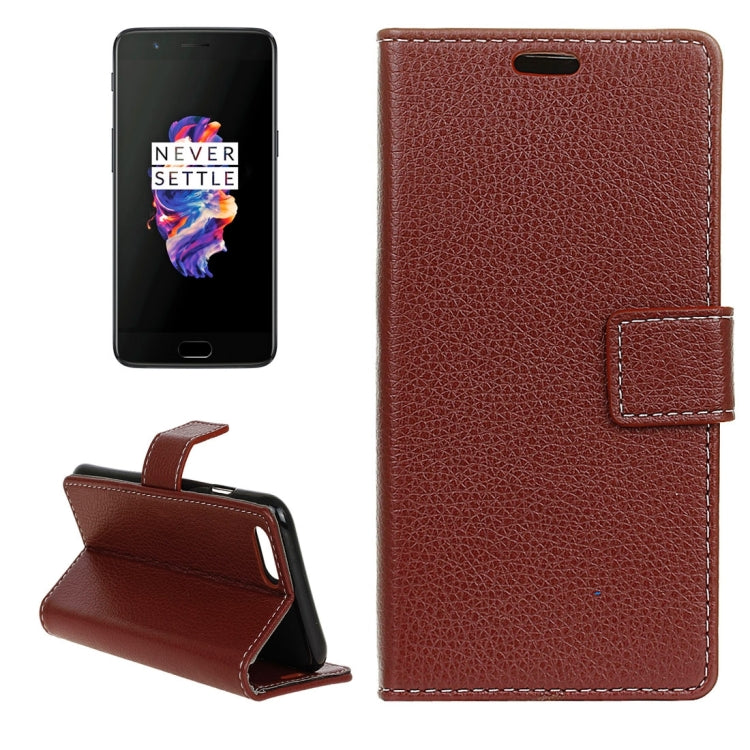 For OnePlus 5 Litchi Texture Horizontal Flip Leather Case with Holder & Card Slots & Wallet & Photo Frame