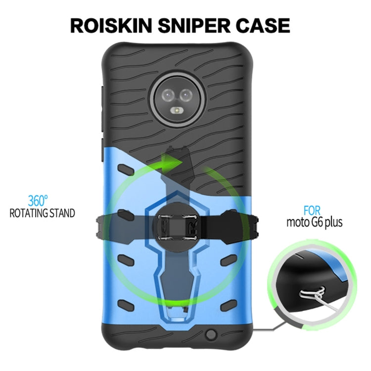 For Motorola Moto G6 Plus PC + TPU Dropproof Sniper Hybrid Protective Back Case with 360 Degree Rotation Holder