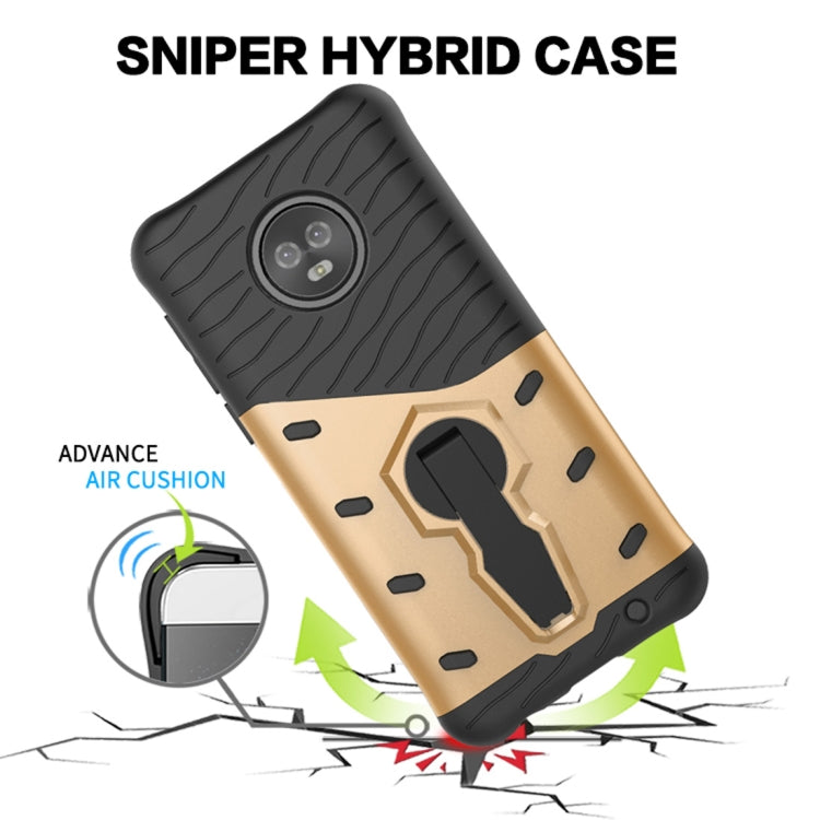 For Motorola Moto G6 Plus PC + TPU Dropproof Sniper Hybrid Protective Back Case with 360 Degree Rotation Holder
