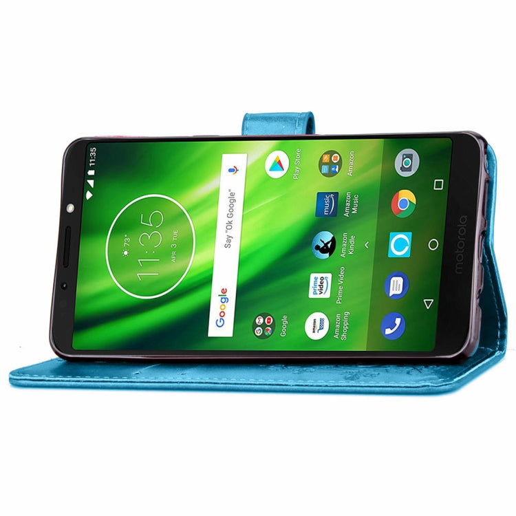 Lucky Clover Pressed Flowers Pattern Leather Case for Motorola Moto G6 Play, with Holder & Card Slots & Wallet & Hand Strap