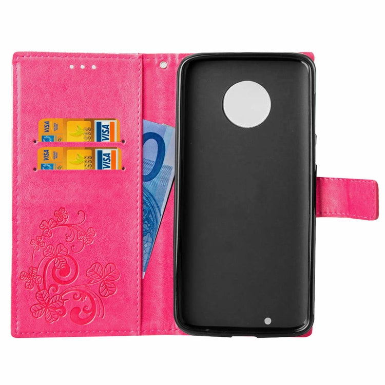 Lucky Clover Pressed Flowers Pattern Leather Case for Motorola Moto G6 Plus, with Holder & Card Slots & Wallet & Hand Strap
