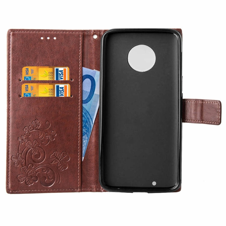 Lucky Clover Pressed Flowers Pattern Leather Case for Motorola Moto G6 Plus, with Holder & Card Slots & Wallet & Hand Strap