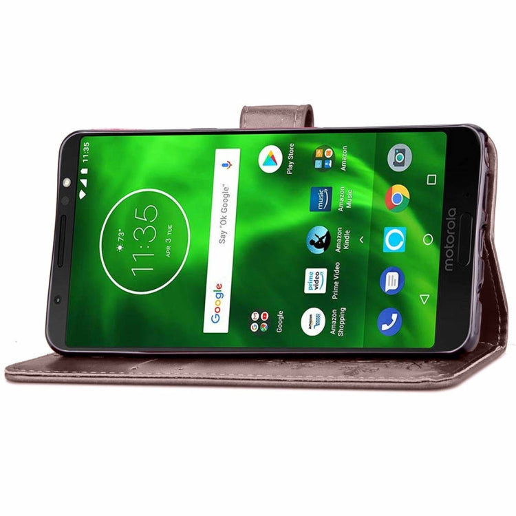 Lucky Clover Pressed Flowers Pattern Leather Case for Motorola Moto G6 , with Holder & Card Slots & Wallet & Hand Strap