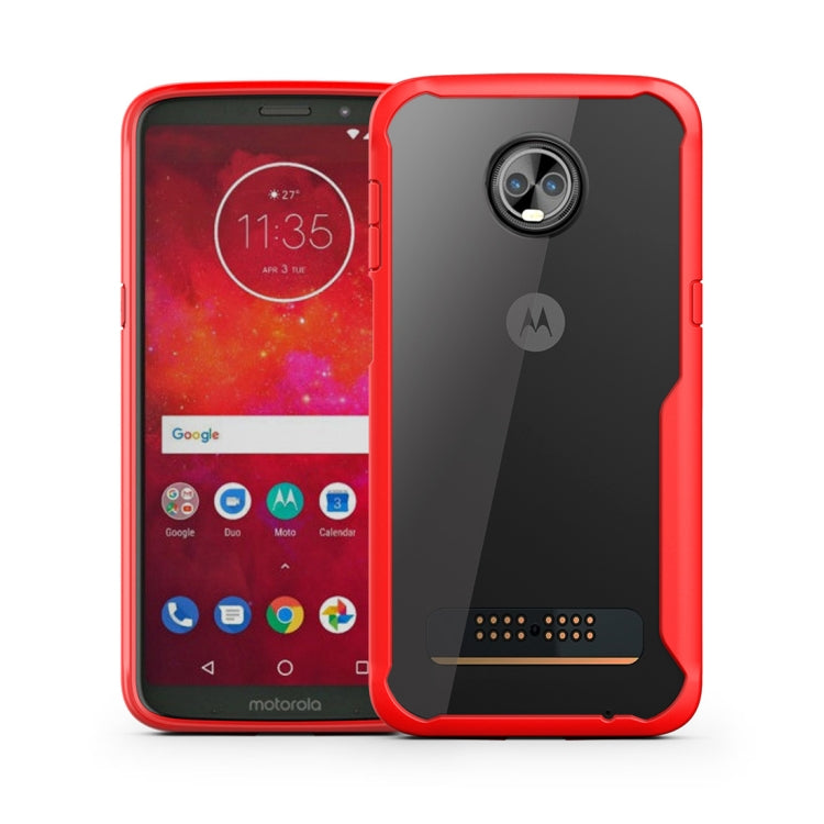 Transparent PC + TPU Full Coverage Shockproof Protective Case for Motorola Moto Z3 Play (Red)