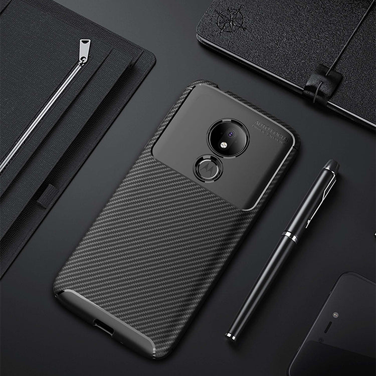 Beetle Series Carbon Fiber Texture Shockproof TPU Case for Motorola Moto G7 Power (US Version)
