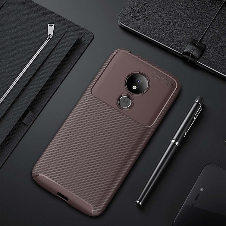 Beetle Series Carbon Fiber Texture Shockproof TPU Case for Motorola Moto G7 Power (US Version)