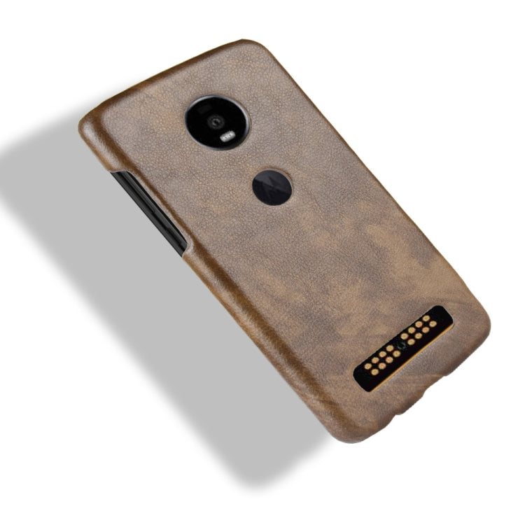 Shockproof Litchi Texture PC + PU Case for Motorola Moto Z4 Play