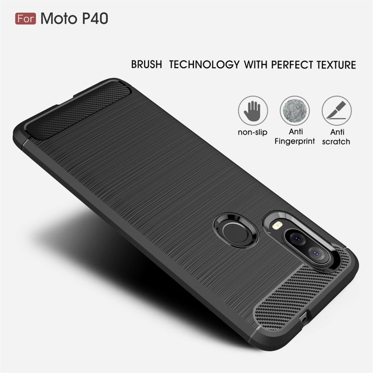 Brushed Texture Carbon Fiber TPU Case for Motorola P40