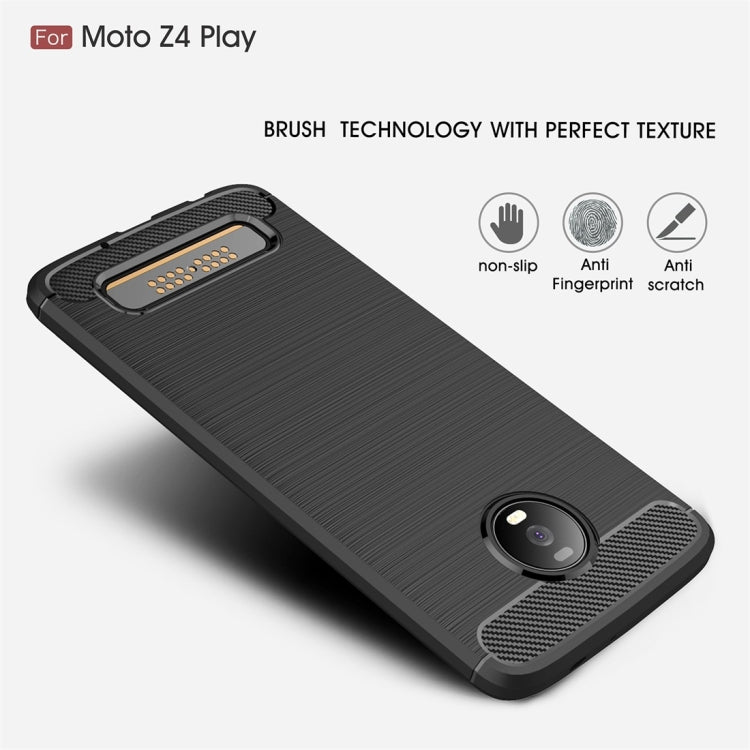 Brushed Texture Carbon Fiber TPU Case for Motorola Moto Z4 Play