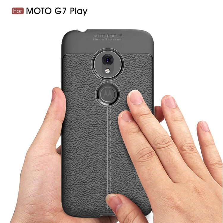 Litchi Texture TPU Shockproof Case for Motorola Moto G7 Play