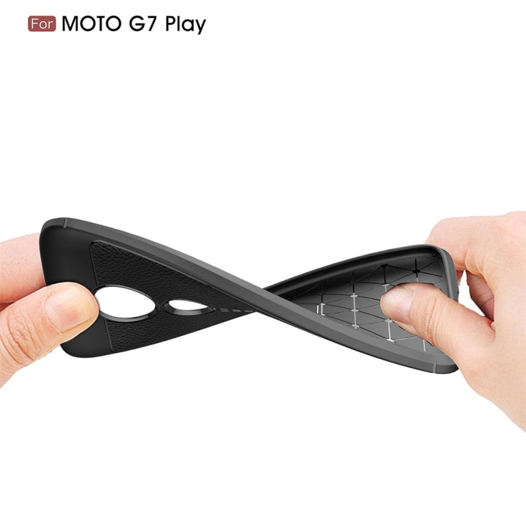 Litchi Texture TPU Shockproof Case for Motorola Moto G7 Play