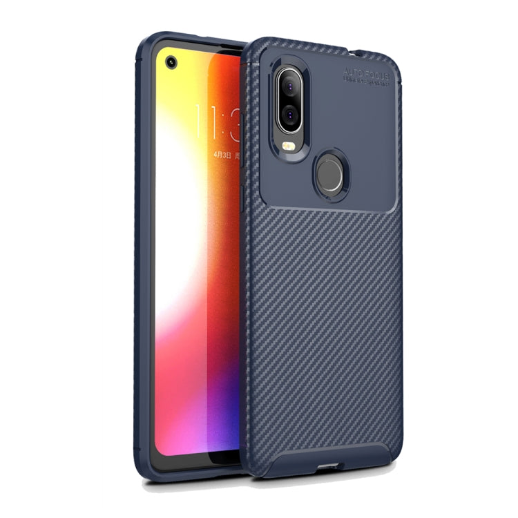 Carbon Fiber Texture Shockproof TPU Case for Motorola P40 / Moto One Vision(Blue)