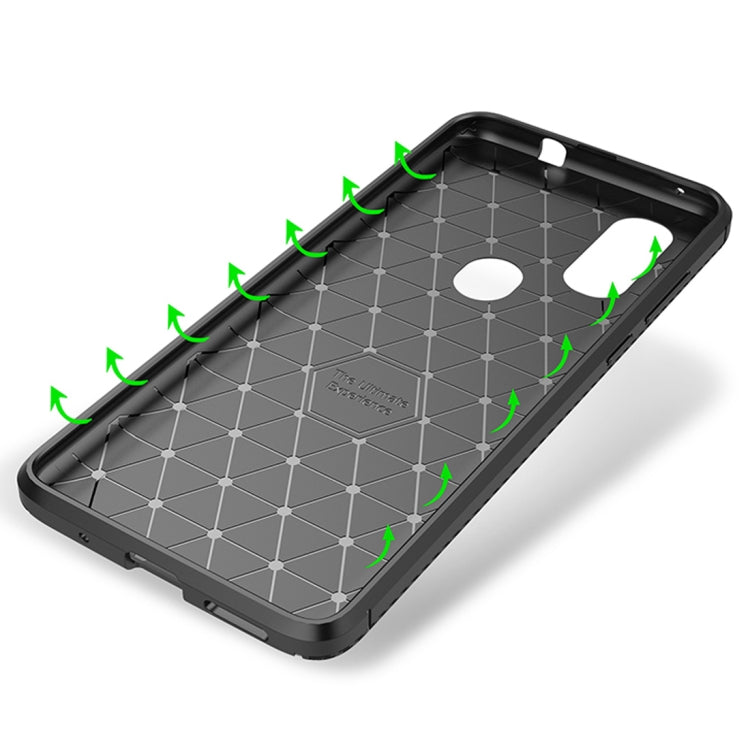 Carbon Fiber Texture Shockproof TPU Case for Motorola P40 / Moto One Vision(Blue)