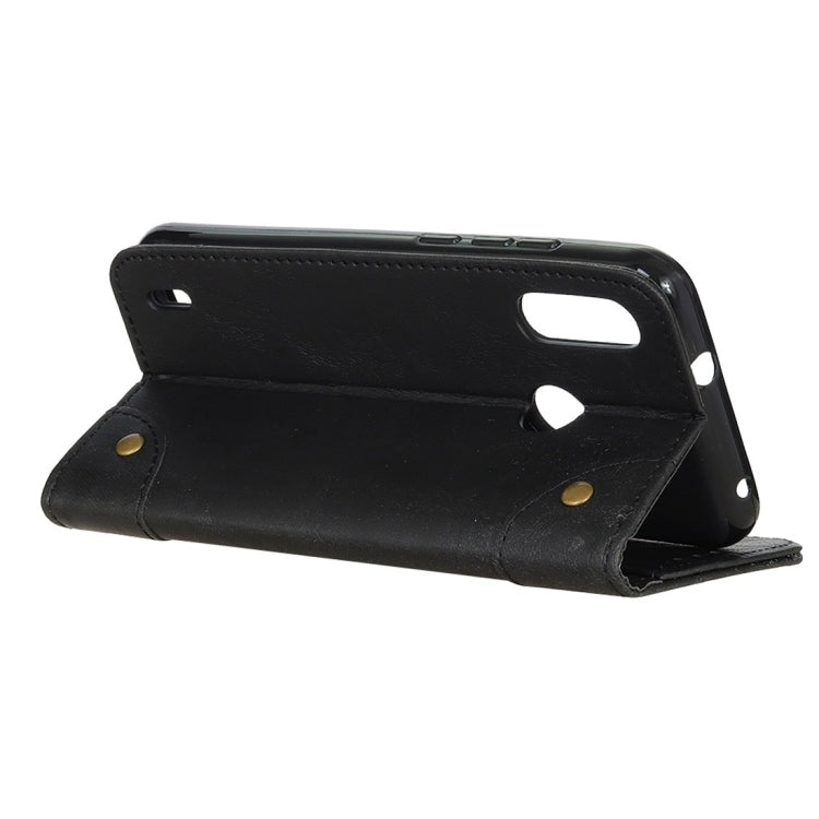 Copper Buckle Retro Crazy Horse Texture Horizontal Flip Leather Case for Motorola Moto P40 Play, with Holder & Card Slots & Wallet