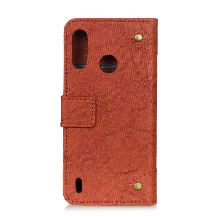 Copper Buckle Retro Crazy Horse Texture Horizontal Flip Leather Case for Motorola Moto P40 Play, with Holder & Card Slots & Wallet