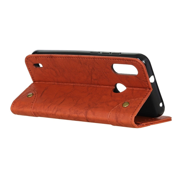 Copper Buckle Retro Crazy Horse Texture Horizontal Flip Leather Case for Motorola Moto P40 Play, with Holder & Card Slots & Wallet