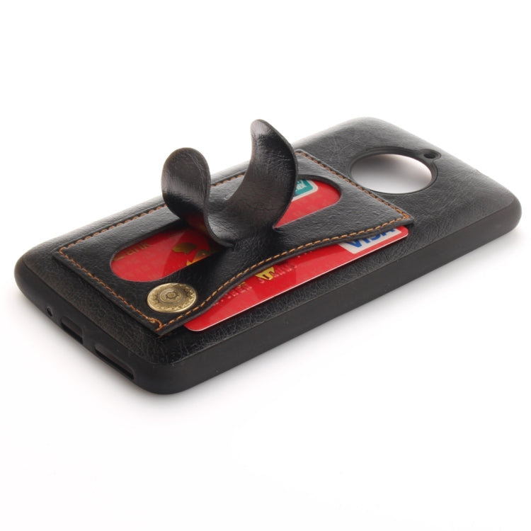 For Motorola Moto E4 Plus (EU Version) Litchi Texture TPU + Leather Pasted Protective Back Case with Holder & Card Slot