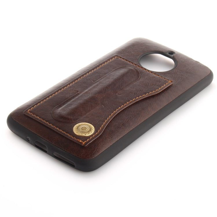 For Motorola Moto E4 Plus (EU Version) Litchi Texture TPU + Leather Pasted Protective Back Case with Holder & Card Slot