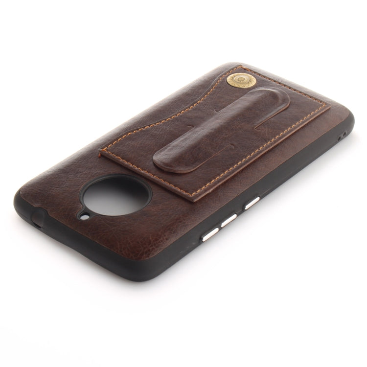 For Motorola Moto E4 Plus (EU Version) Litchi Texture TPU + Leather Pasted Protective Back Case with Holder & Card Slot