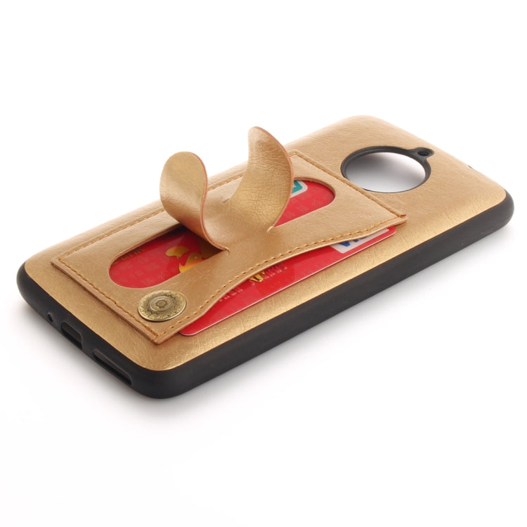 For Motorola Moto E4 Plus (EU Version) Litchi Texture TPU + Leather Pasted Protective Back Case with Holder & Card Slot